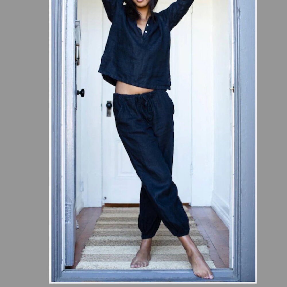 Jess Brown Potters Pant in Noir Handkerchief Linen   Size 2